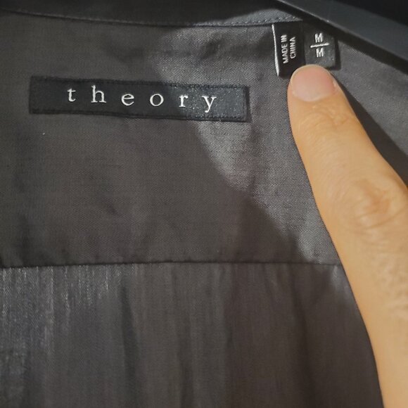 Theory Charcoal Button Down Shirt Sz M - Picture 3 of 6